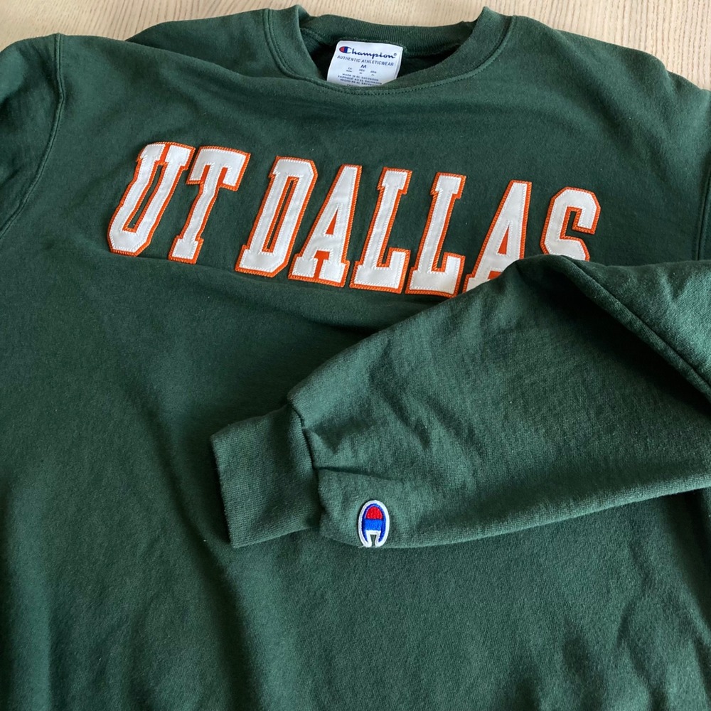 Champion UT Dallas Unisex Sweatshirt Medium Green Crewneck Pullover University - Picture 2 of 7